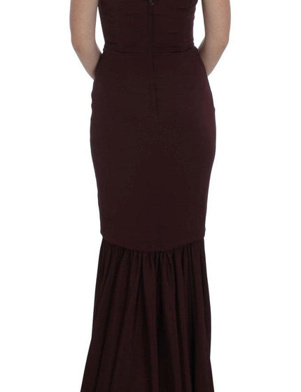 Dolce & Gabbana Bordeaux Stretch Full Length Sheath Dress - Ellie Belle