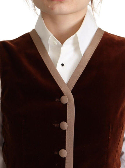 Dolce & Gabbana Bordeaux Velvet Cotton V-neck Sleeveless Vest Top - Ellie Belle