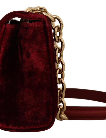 Dolce & Gabbana Bordeaux Velvet Crystals Mini Crossbody Women Bag - Ellie Belle