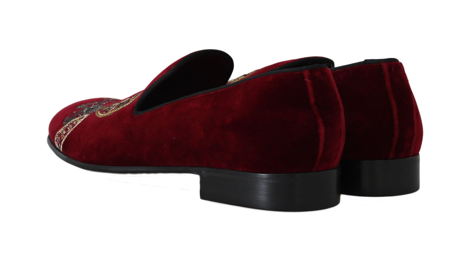 Dolce & Gabbana Bordeaux Velvet Loafers Gun Horseshoe Shoes - Ellie Belle