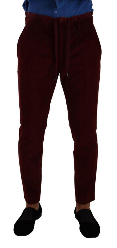 Dolce & Gabbana Bordeaux Velvet Mens Formal Trouser Dress Pants - Ellie Belle