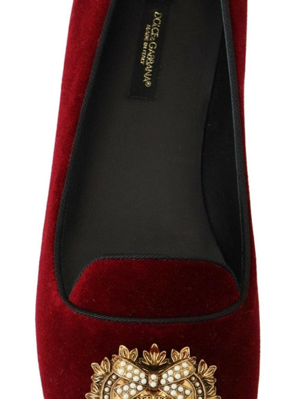 Dolce & Gabbana Bordeaux Velvet Slip-On Loafers Flats Shoes - Ellie Belle