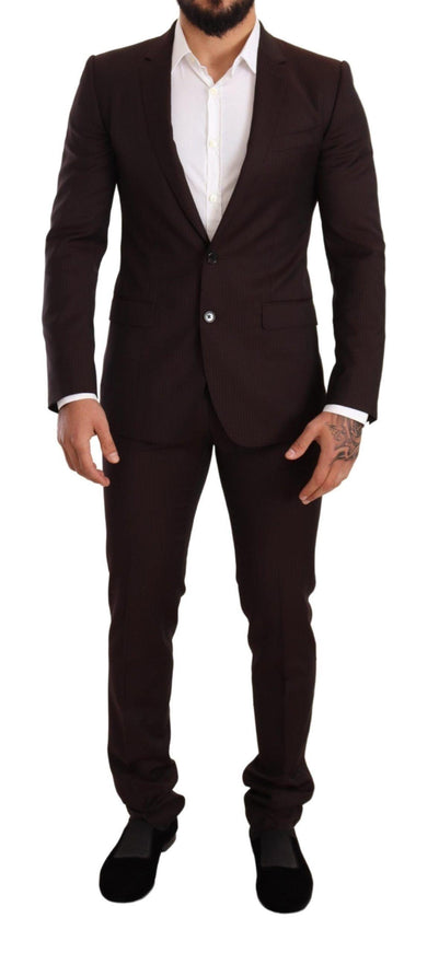 Dolce & Gabbana Bordeaux Wool MARTINI Slim Fit Suit - Ellie Belle