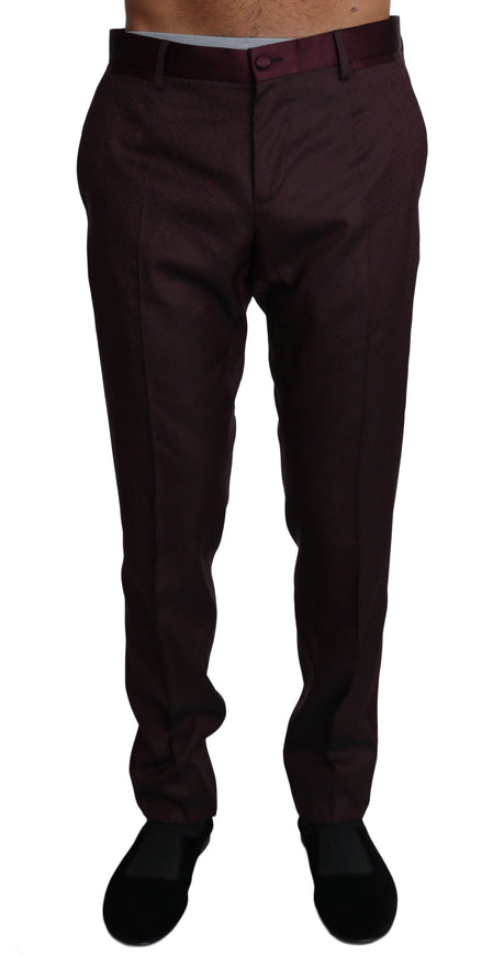 Dolce & Gabbana Bordeaux Wool Pattern Stripe Trousers Pants - Ellie Belle