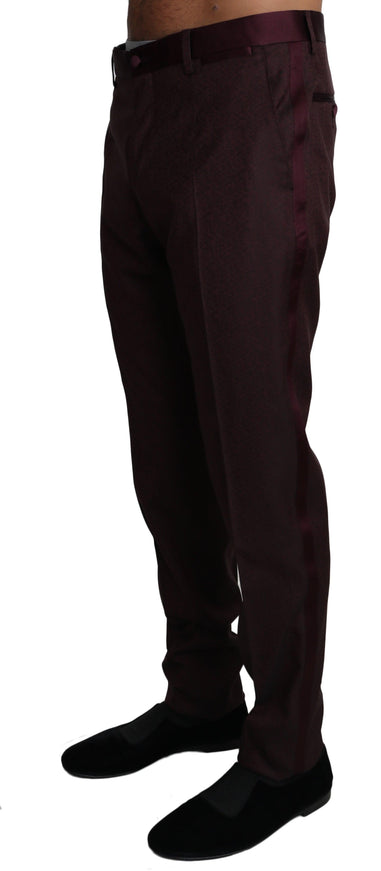 Dolce & Gabbana Bordeaux Wool Pattern Stripe Trousers Pants - Ellie Belle