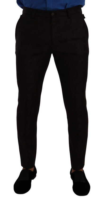 Dolce & Gabbana Bordeaux Wool Skinny DG Logo Dress Pants - Ellie Belle