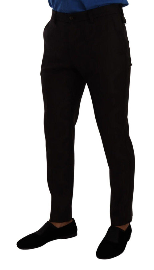 Dolce & Gabbana Bordeaux Wool Skinny DG Logo Dress Pants - Ellie Belle