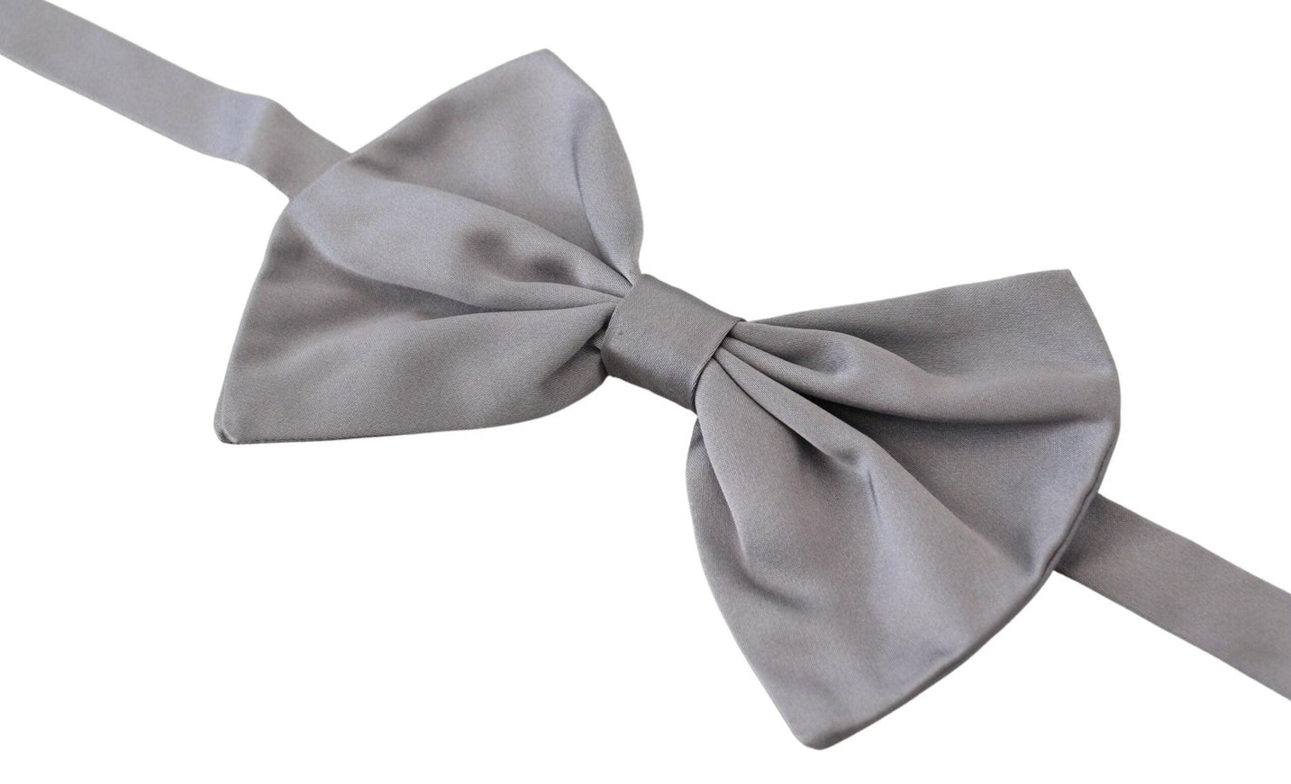 Dolce & Gabbana Bow Tie Men Silver Gray Silk Adjustable Neck Papillon - Ellie Belle