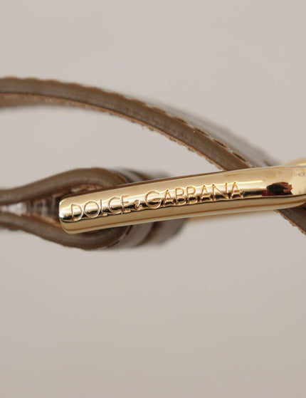 Dolce & Gabbana Bronze Leather Gold Logo Engraved Waist Buckle Belt - Ellie Belle