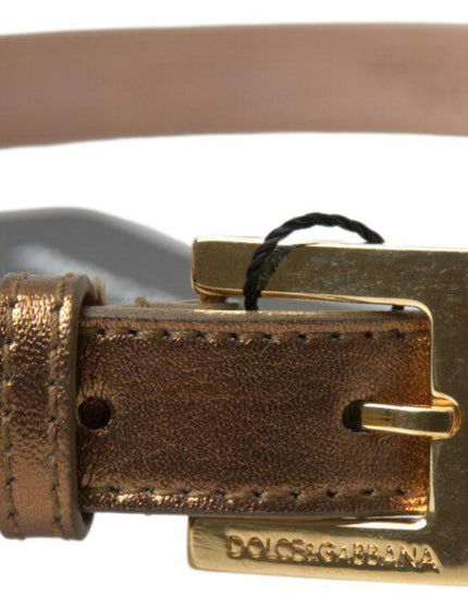 Dolce & Gabbana Bronze Leather Metal Gold Buckle Belt - Ellie Belle