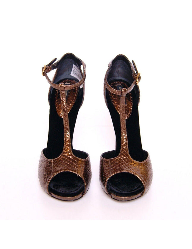 Dolce & Gabbana Bronze Leather Platform Pumps Shoes - Ellie Belle