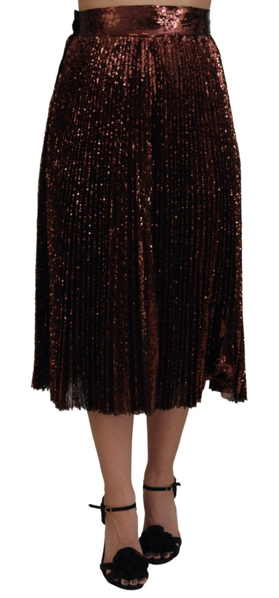 Dolce & Gabbana Bronze Sequined High Waist A-line Maxi Skirt - Ellie Belle