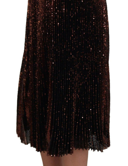 Dolce & Gabbana Bronze Sequined High Waist A-line Maxi Skirt - Ellie Belle