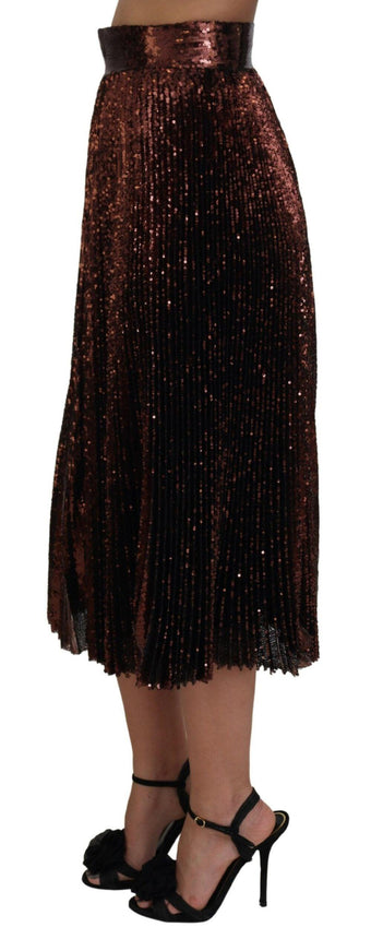 Dolce & Gabbana Bronze Sequined High Waist A-line Maxi Skirt - Ellie Belle