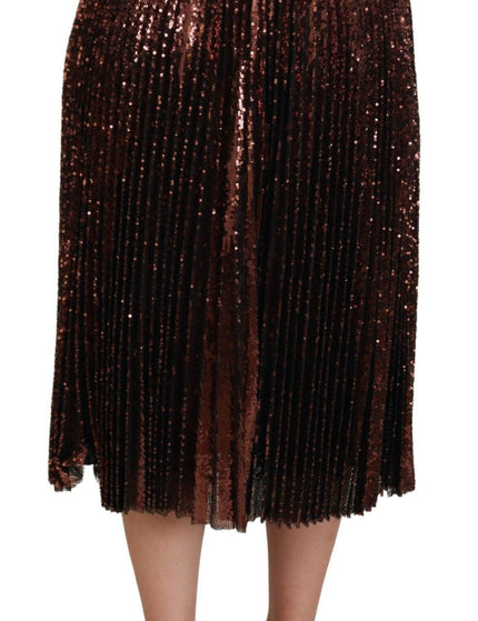 Dolce & Gabbana Bronze Sequined High Waist A-line Maxi Skirt - Ellie Belle