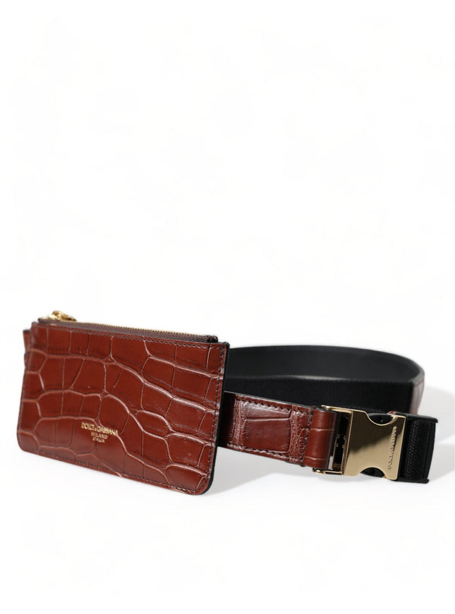 Dolce & Gabbana Brown Alligator Leather Airpods Case Coin Purse Wallet - Ellie Belle