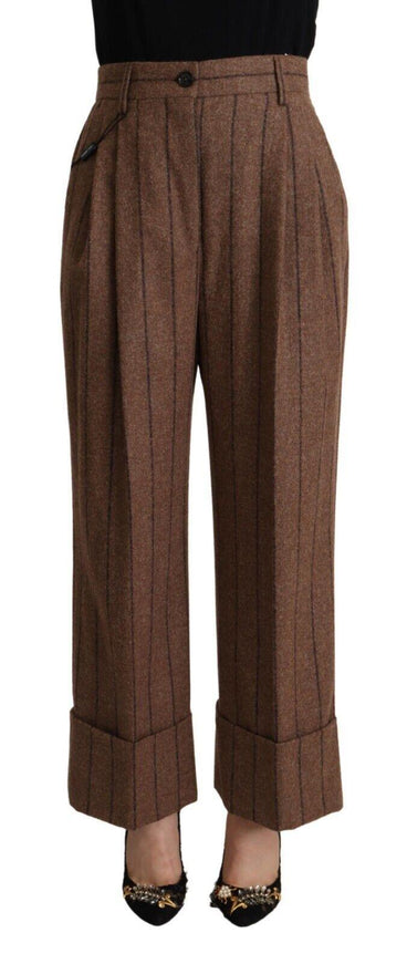 Dolce & Gabbana Brown Alpaca Wool High Waist Straight Pants - Ellie Belle