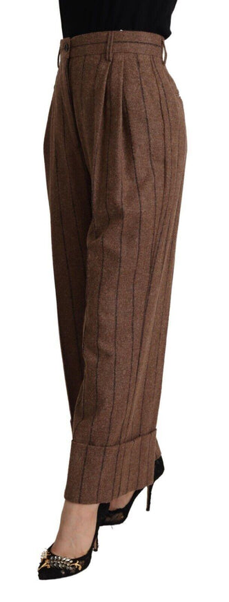 Dolce & Gabbana Brown Alpaca Wool High Waist Straight Pants - Ellie Belle