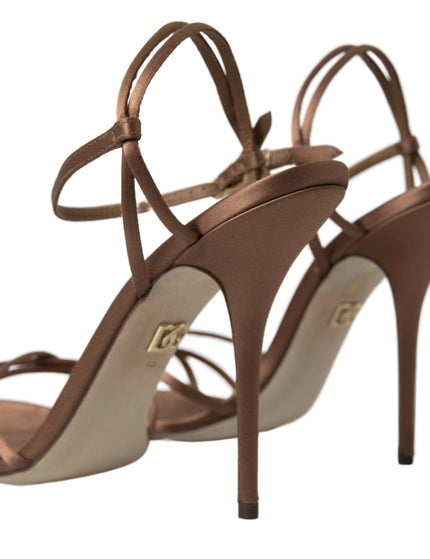 Dolce & Gabbana Brown Ankle Strap Stiletto Heels Sandals Shoes - Ellie Belle