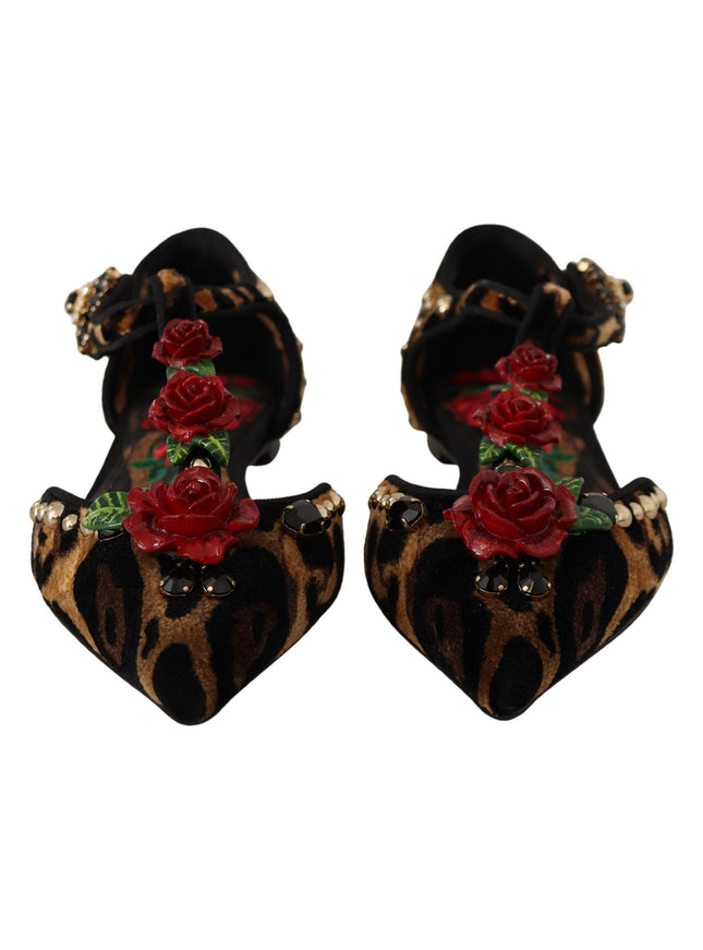 Dolce & Gabbana Brown Ballerina Embellished Leopard Print Shoes - Ellie Belle