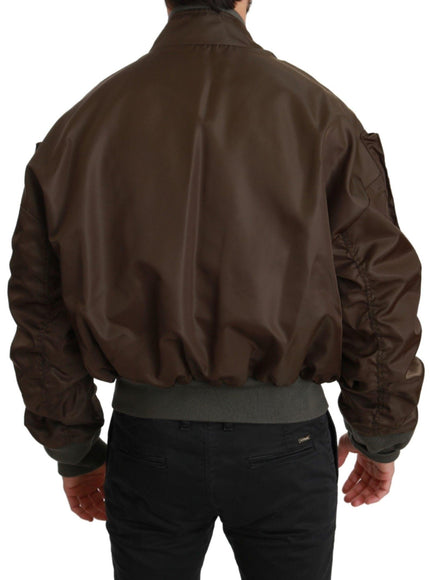 Dolce & Gabbana Brown Beaded Crown Skull Logo Jacket