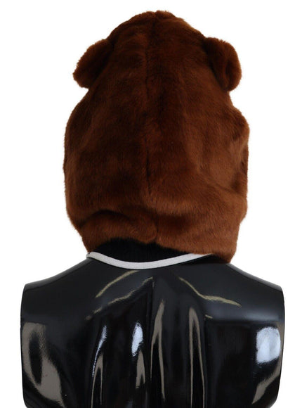 Dolce & Gabbana Brown Bear Fur Whole Head Cap One Size Polyester Hat - Ellie Belle