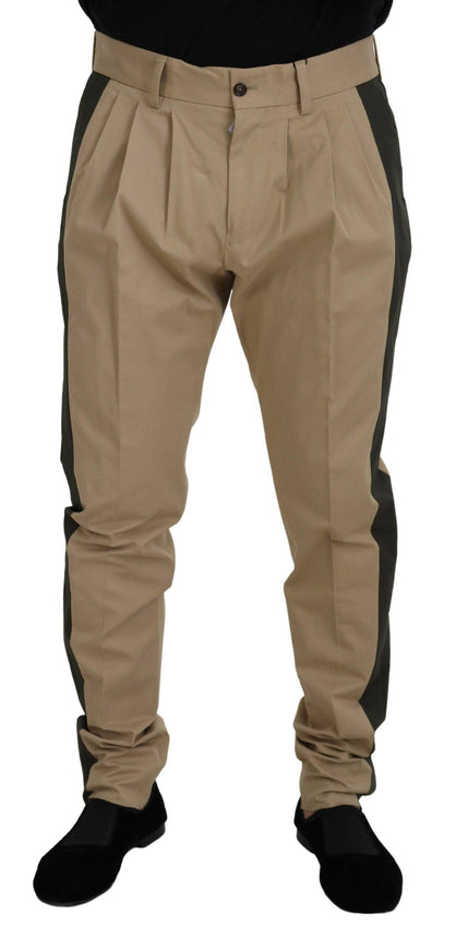 Dolce & Gabbana Brown Black Cotton Chino Men Pants - Ellie Belle