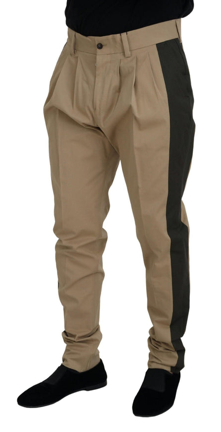 Dolce & Gabbana Brown Black Cotton Chino Men Pants - Ellie Belle