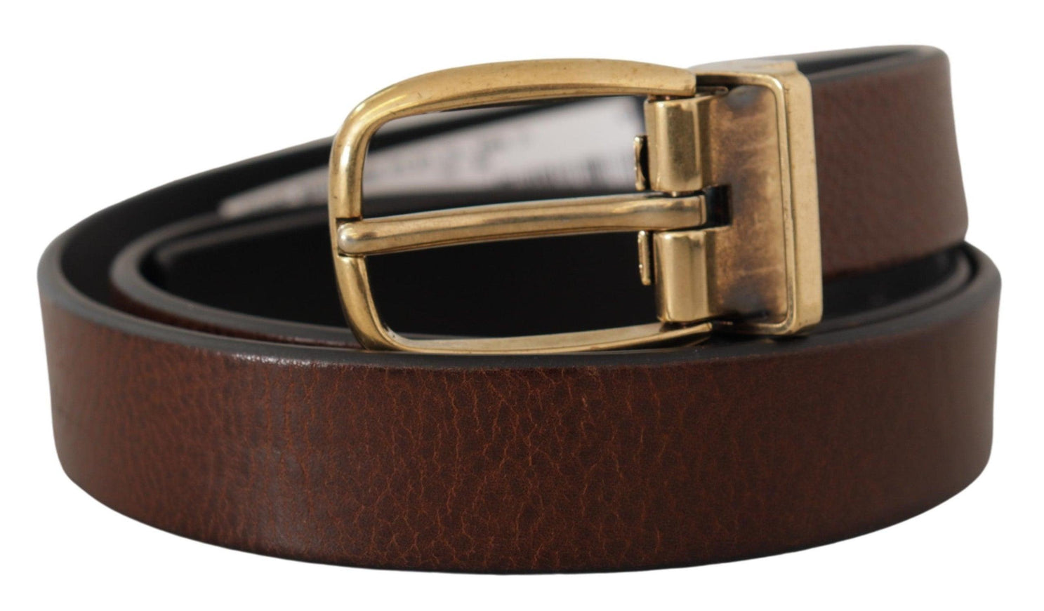 Dolce & Gabbana Brown Calf Leather Classic Logo Metal Buckle Belt - Ellie Belle