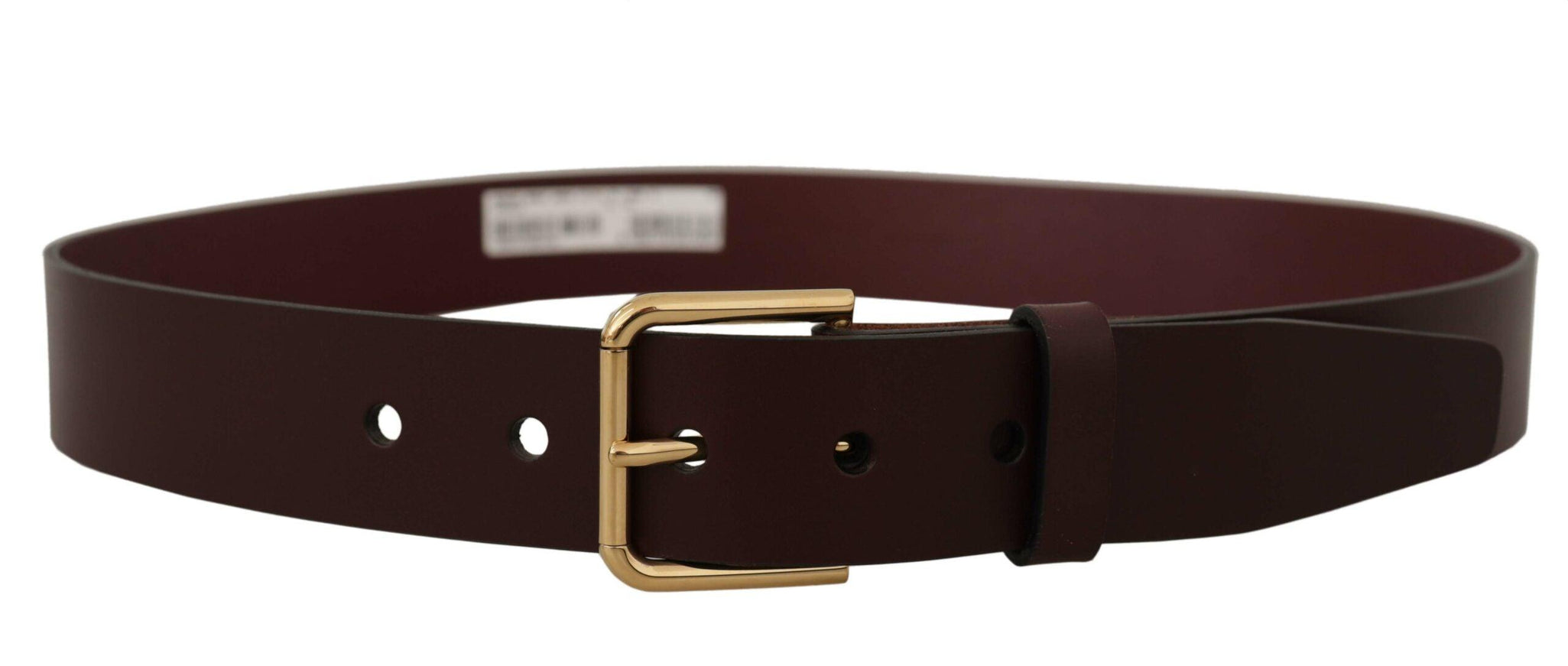 Dolce & Gabbana Brown Calf Leather Gold Tone Metal Buckle Belt - Ellie Belle