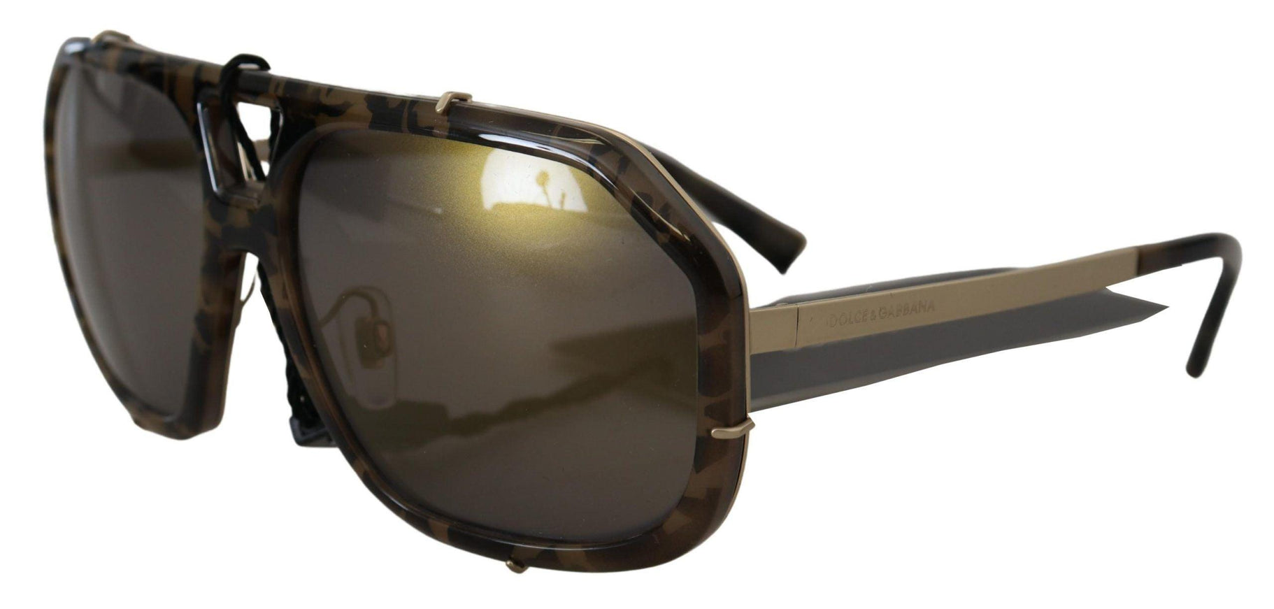 Dolce & Gabbana Brown Camo Metal Matte Mirror Lens DG2167 Sunglasses - Ellie Belle