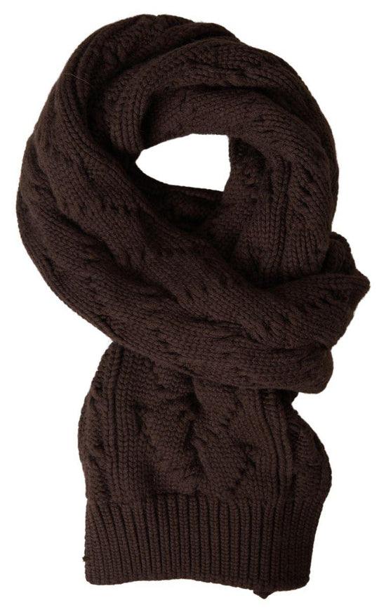 Dolce & Gabbana Brown Cashmere Knit Neck Wrap Shawl Scarf - Ellie Belle