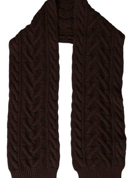 Dolce & Gabbana Brown Cashmere Knit Neck Wrap Shawl Scarf - Ellie Belle