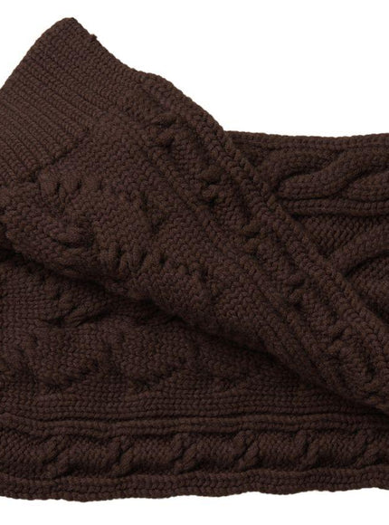 Dolce & Gabbana Brown Cashmere Knit Neck Wrap Shawl Scarf - Ellie Belle