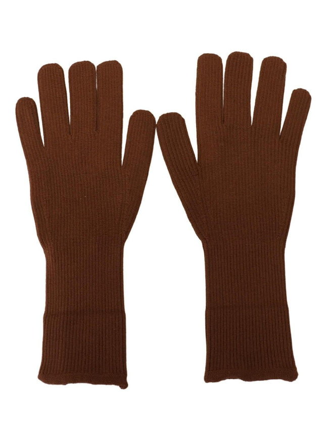 Dolce & Gabbana Brown Cashmere Knitted Hands Mitten Mens Gloves - Ellie Belle