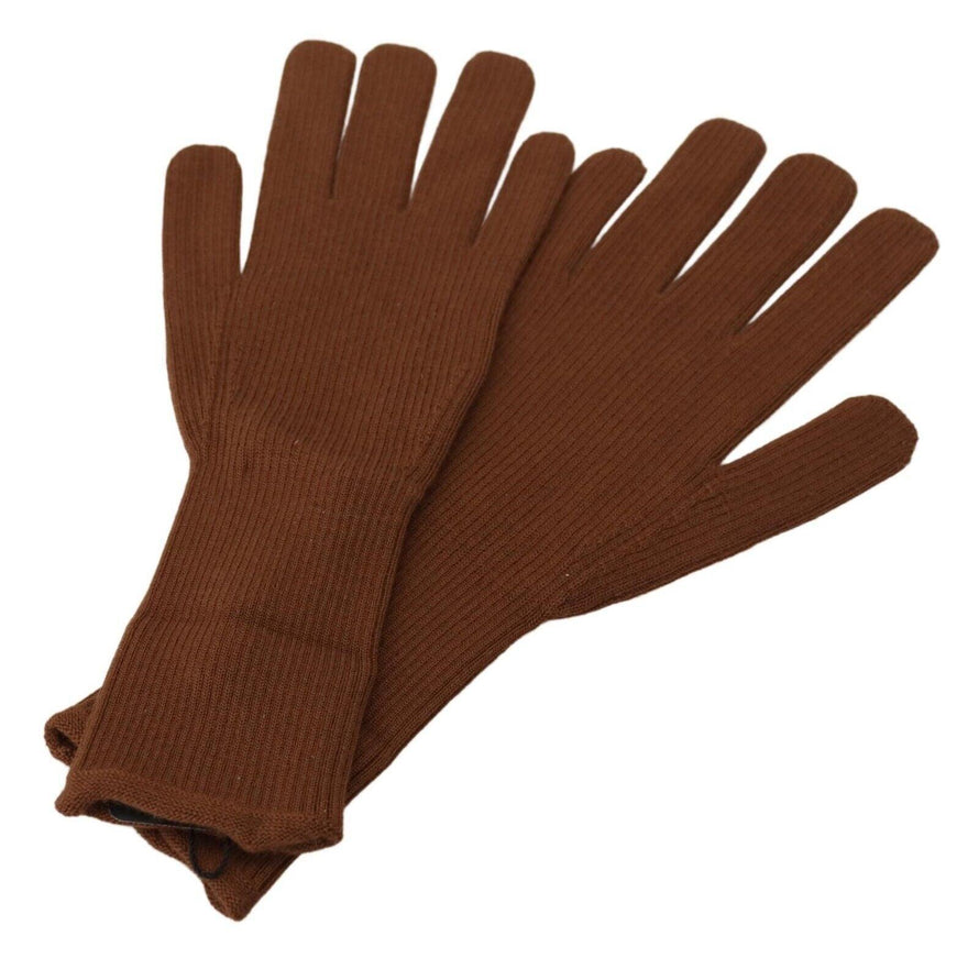 Dolce & Gabbana Brown Cashmere Knitted Hands Mitten Mens Gloves - Ellie Belle