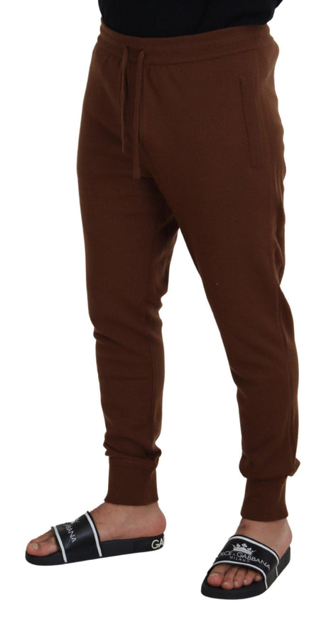 Dolce & Gabbana Brown Cashmere Men Drawstring Jogger Pants - Ellie Belle