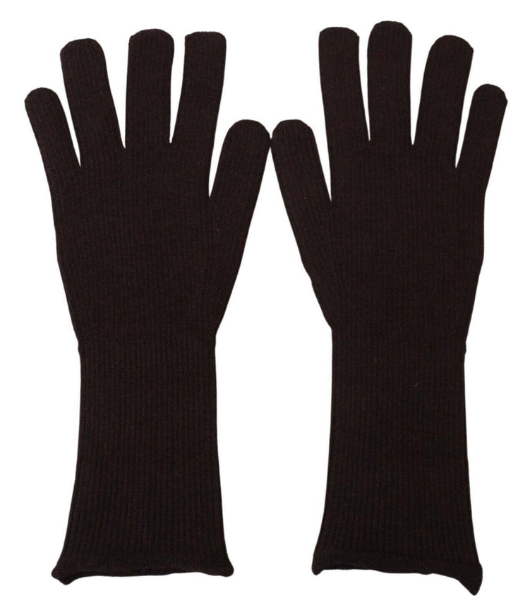 Dolce & Gabbana Brown Cashmere Silk Hands Mitten Mens Gloves - Ellie Belle