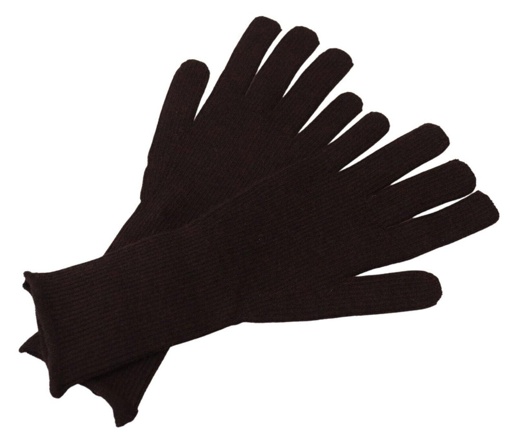 Dolce & Gabbana Brown Cashmere Silk Hands Mitten Mens Gloves - Ellie Belle