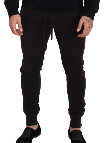 Dolce & Gabbana Brown Cashmere Trousers Bottoms Drawstring Pants