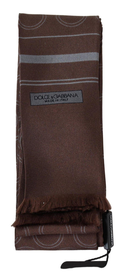 Dolce & Gabbana Brown Circles Neck Wrap Fringe Silk Scarf - Ellie Belle