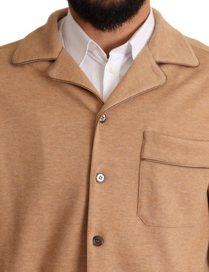 Dolce & Gabbana Brown Cotton Button Collared Coat Jacket - Ellie Belle