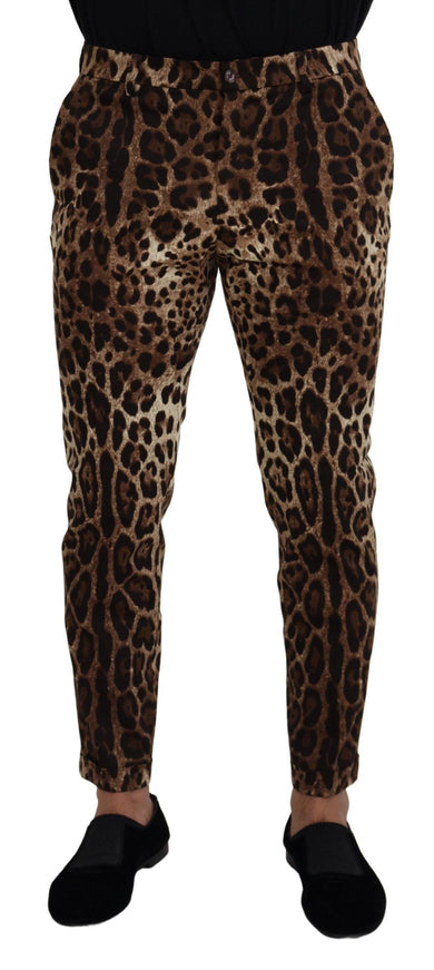 Dolce & Gabbana Brown Cotton Leopard Print Pants - Ellie Belle