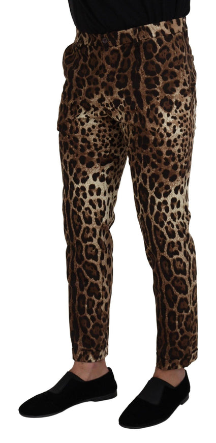 Dolce & Gabbana Brown Cotton Leopard Print Pants - Ellie Belle