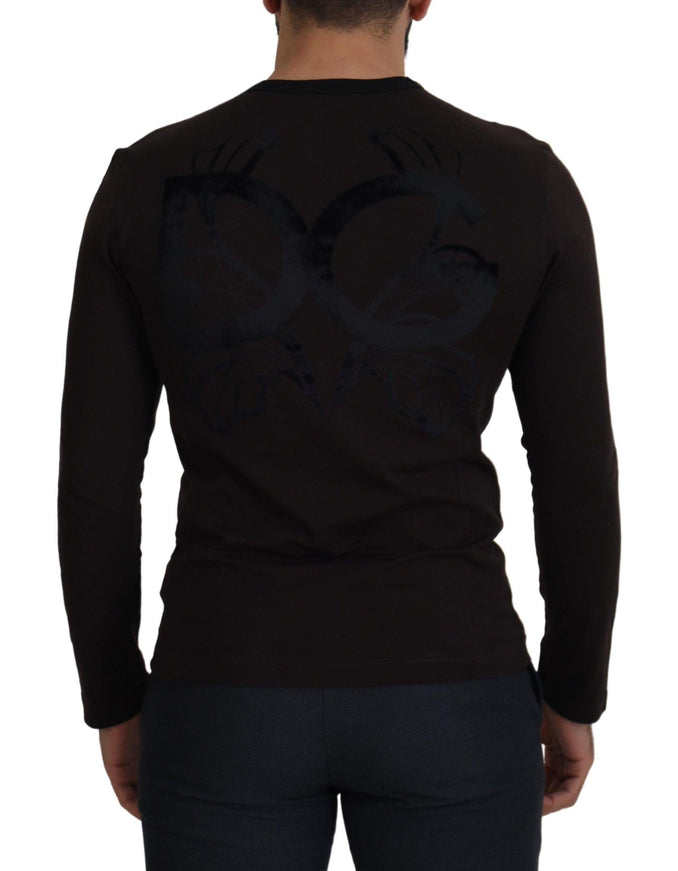 Dolce & Gabbana Brown Cotton Slim Crewneck Pullover Sweater - Ellie Belle