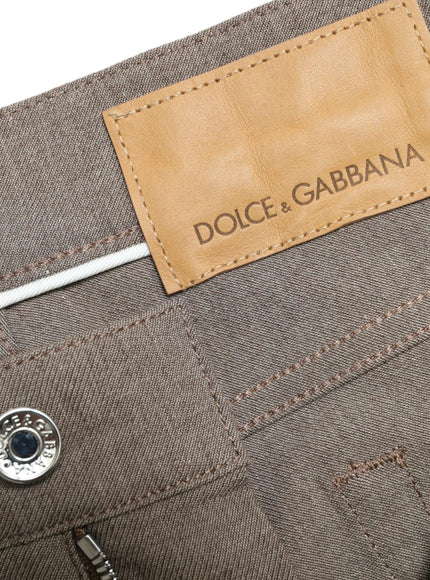 Dolce & Gabbana Brown Cotton Stretch Skinny Men Pants - Ellie Belle