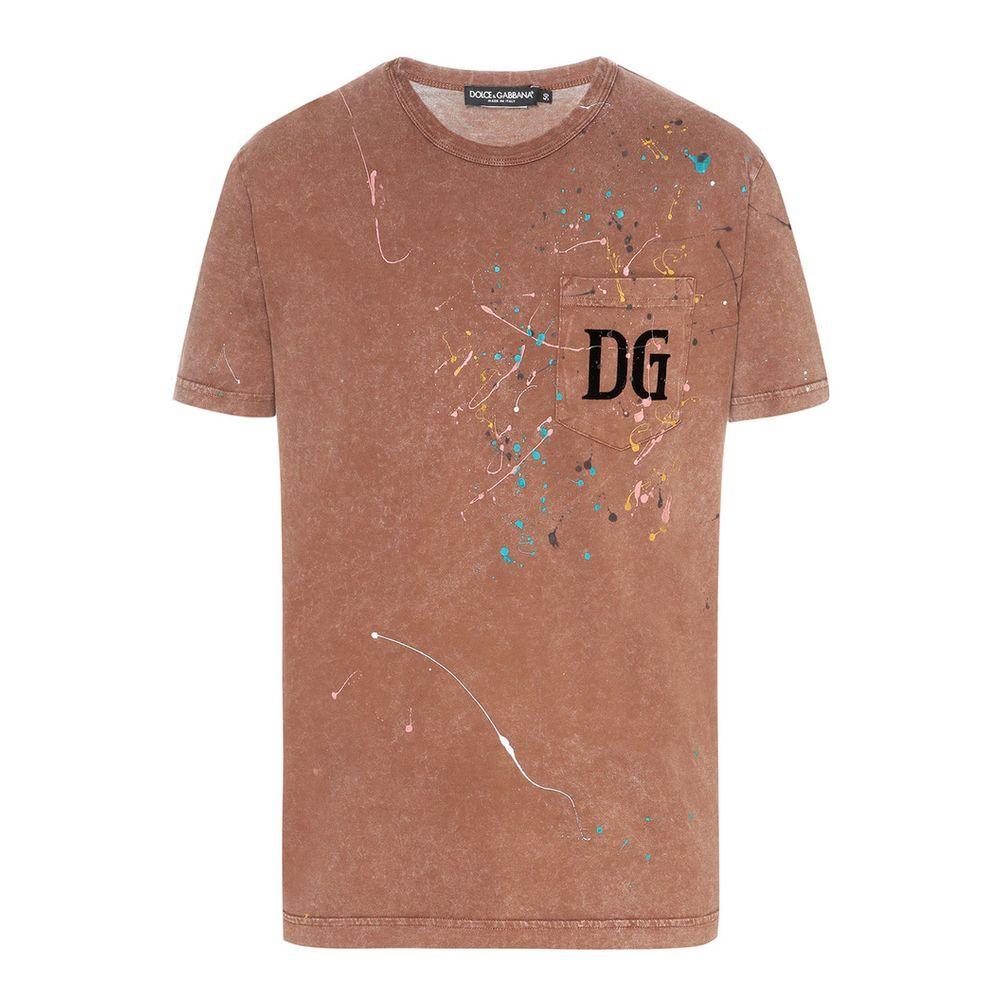 Dolce & Gabbana Brown Cotton T-Shirt - Ellie Belle