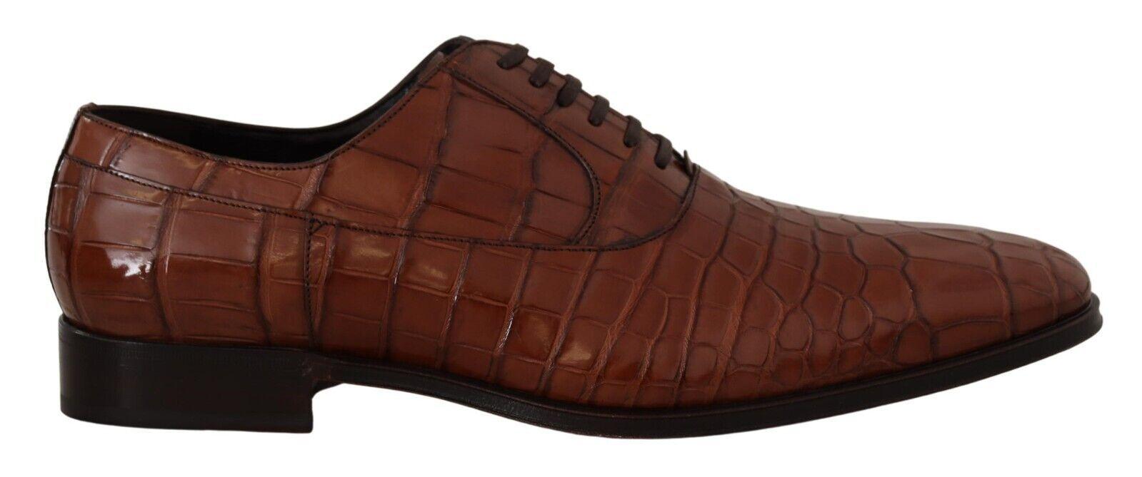 Dolce & Gabbana Brown Crocodile Leather Mens Formal Derby Shoes - Ellie Belle