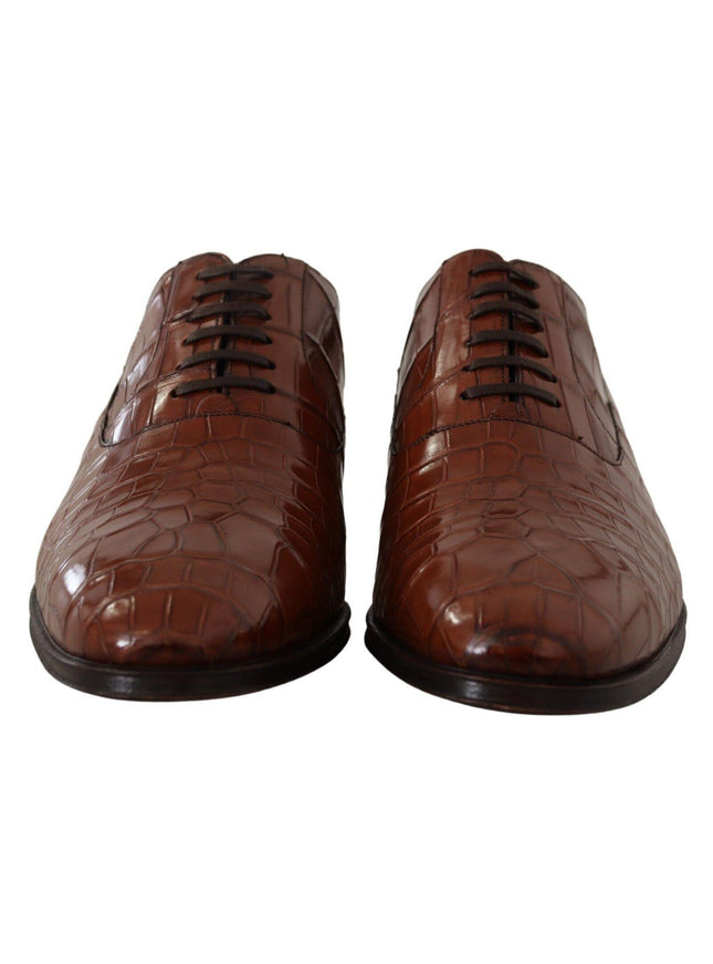 Dolce & Gabbana Brown Crocodile Leather Mens Formal Derby Shoes - Ellie Belle