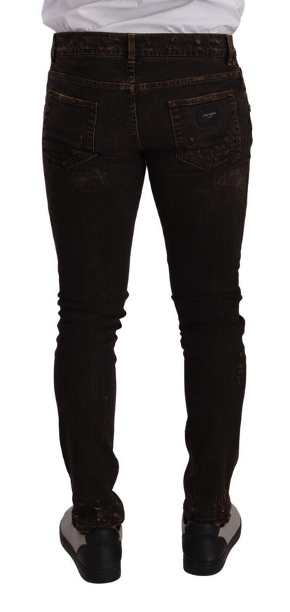 Dolce & Gabbana Brown Distressed Slim Fit Skinny Denim Jeans - Ellie Belle